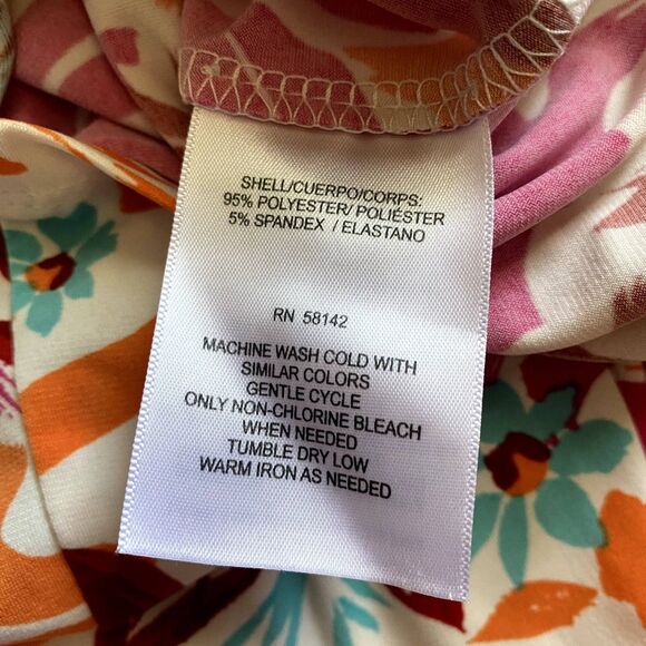 Maggy London Twist Front Sheath Dress Multicolor Tropical Floral US Size 6 - Picture 7 of 7